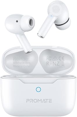 Promate true wireless earbuds, bluetooth v5.3 active noise cancelling earbuds avec micro, 25