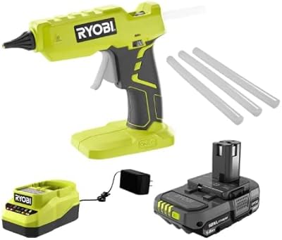 Kit de pistolet à colle sans fil pleine grandeur ryobi avec batterie