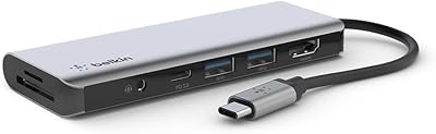 Adaptateur multiport usb-c 7 en 1 belkin connect gris sidéral