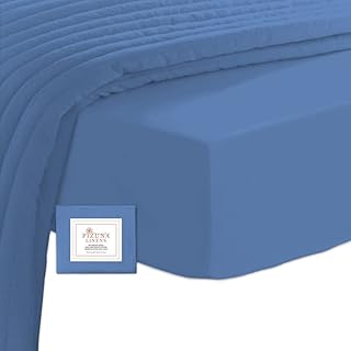 Drap-housse bizona en coton 400 fils bleu roi, 1 pièce de luxe doux