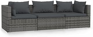 Vedexcel canapé 3 places avec coussins pour terrasse, jardin, terrasse extérieure, porche, chaise