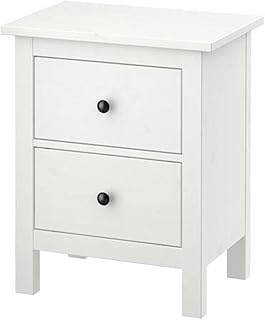 Commode ikea hemnes avec 2 tiroirs, teinté blanc, bois massif, 54 x 66