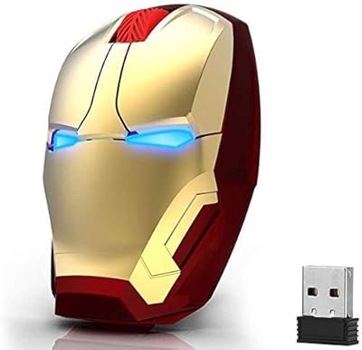 Souris sans fil ergonomique portable iron man design 24 g souris optique silencieuse