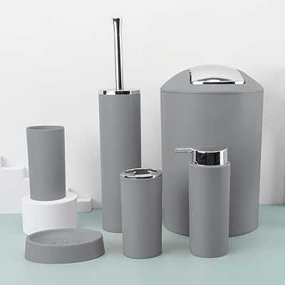 Ensemble d'accessoires de salle de bain 6 pièces comprenant un distributeur de savon