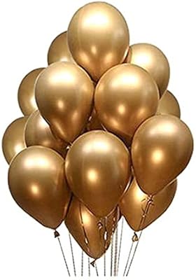 Party time - ensemble de ballons métalliques ronds en latex doré chromé party