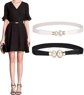 Ceinture élastique fine pour femmes, ceinture extensible élégante en perles pour robes, deux pièces au design simple et moderne, ceinture élastique créative en perles. Diaytar : Des offres irrésistibles chaque jour