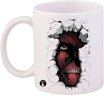 Tasse imprimée dubai star atack on titaan blanc rouge noir 325 ml