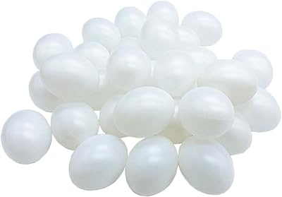 The white shop 30 œufs en plastique blanc, faux œufs de pâques, faux