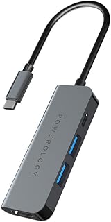 Hub de charge et de synchronisation usb-c 4-en-1 powerology, corps en aluminium