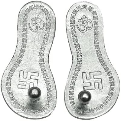 Synspiritstore métal maa laxmi charan paduka couleur argent environ 4 pouces