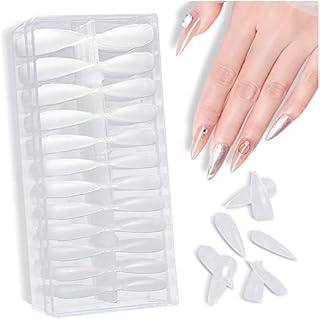 504 pièces de faux ongles français en acrylique transparent, demi-couverture complète, ensemble