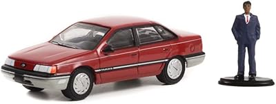 Modeltoycars 1989 ford taurus avec vendeur en costume, rouge - greenlight 97130d