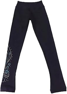 Liuhuo pantalon d'entraînement de patinage artistique motif étoile filante diamant filles noir