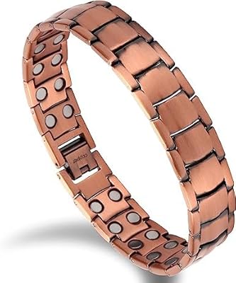 Bracelets en cuivre pour hommes, soulagement de la douleur arthritique, bracelets en cuivre pur solide à 99,99%, aimants puissants à double rangée réglables (cuivre). Diaytar : Parce que bien acheter, c'est économiser