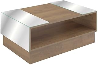 Table basse artely detroit avec surface miroir, marron - l90,5 cm x p59