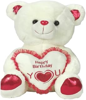 Ours en peluche d'anniversaire shirro vanland avec cœur affichant des vœux de joyeux