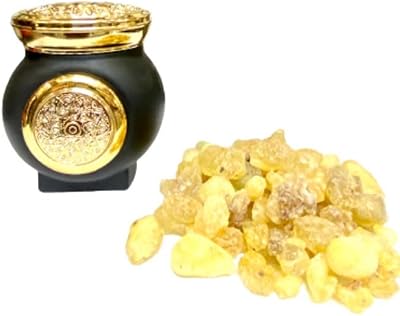 Le parfum original hujaré luban d'amman par frankensis, un pot noir et or