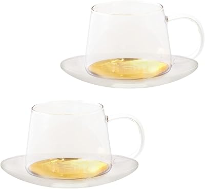 Ensemble tasse à thé et soucoupe en verre cristina re estelle, 230 ml