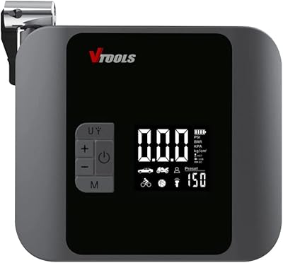 Compresseur d'air portable intelligent vtools, 12 volts, 150 psi, alimentation double mode, affichage