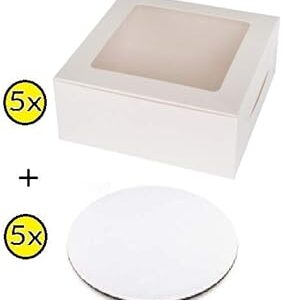 Boîte à gâteaux bundles & seasons avec fenêtre et plateau rond pour cupcakes et biscuits, boîtes de restaurant et de boulangerie 12"l x 12"l x 5"h, blanc, plateau argenté 12". Shoppez futé, shoppez Diaytar Sénégal