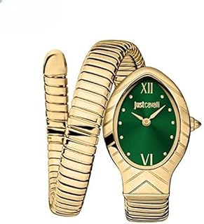 Montre à quartz pour femme avec motif peau de serpent, doré, bracelet