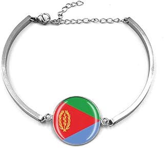 Bracelet tressé drapeau érythréen, chaîne en métal, bracelet en cristal souvenir, bracelet