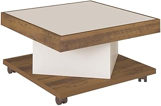 Table basse sara en bois de pin marron et blanc cassé d'artely, largeur