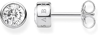 Boucles d'oreilles avec pierres blanches pour femme, en argent sterling 925 h1963-051-14, argent