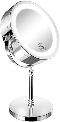 Miroir de maquillage double grossissement 10x taltiair avec 18 lumières led, rotation à