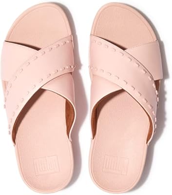 Pantoufles croisées en cuir et caoutchouc lulu pour femmes gb2-a35, rose