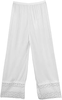 Culotte pleine longueur en dentelle douce 100 % soie pour femme avec ceinture