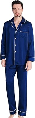 Ensemble pyjama en satin de soie quimki pour hommes, ensemble pyjama en satin