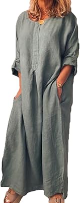 Robe décontractée pour femme, couleur unie, grande taille, chemise longue en coton