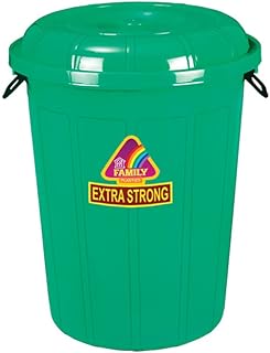 Cylindre de stockage de luxe family plastics de 80 litres avec couvercle (vert)