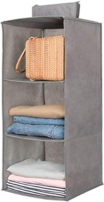 Raelf gris 3 couches support en tissu pliable vêtements placard organisateur chaussettes linge
