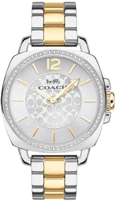 Montre pour femme avec cadran argenté et bracelet en acier inoxydable, or/argent, taille