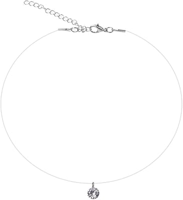 Collier pendentif jusu invisible en zircone cubique pour femme, collier ligne de pêche