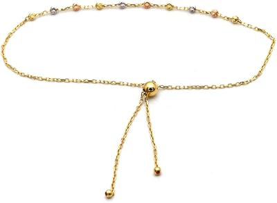 Bracelet tricolore réglable en or véritable 6962/8 br1275, taille unique