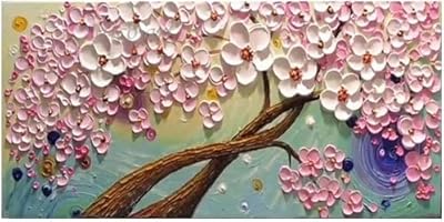 Nouvelle peinture à l'huile de grand arbre d'argent doré faite à la main
