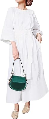 Robe longue à manches longues pour femmes avec motif à pois et col