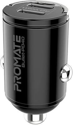Chargeur de voiture usb type c promate, adaptateur d'alimentation ultra rapide 40 w