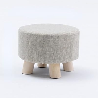 Repose-pieds rond movish, banc en bois massif avec siège rembourré en tissu, chaise