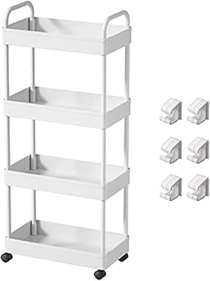 Chariot de rangement pivotant à 4 niveaux apetia avec 4 paniers de rangement