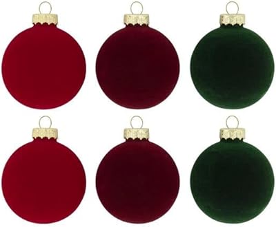 Boules de noël en velours de verre hema 6 pièces, rouge/vert