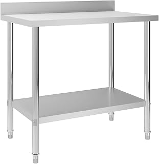 Table de travail de cuisine vedaxl avec dosseret pour cuisine, restaurant, école, gastronomie