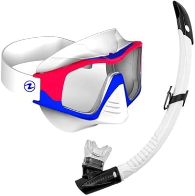 Ensemble de masques de plongée et de snorkeling aqua lang vita, blanc/rouge/bleu