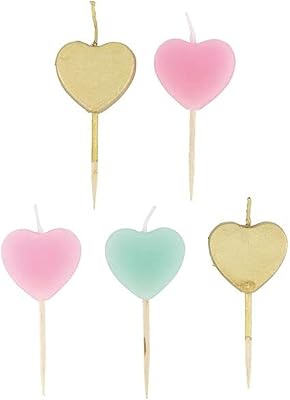 Bougies d'anniversaire hema en forme de cœur, lot de 5 pièces multicolores