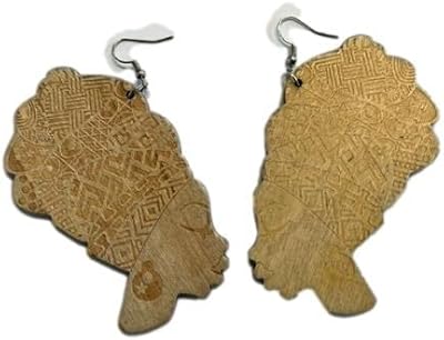 Boucles d'oreilles en bois à la mode pour femmes design de turban africain