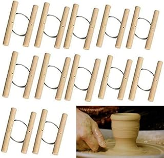 Ioffer super 12pcs coupe-argile en fil avec manche en bois outils de coupe