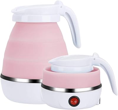 Bouilloire pliante gobesti, bouilloire électrique de voyage pliable portable avec chauffage électrique en silicone de qualité alimentaire pliable, rose, 7863000, 17,2 x 13,2 cm. Diaytar : Votre allié pouvoir d'achat au quotidien